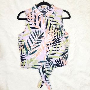 Cotton On Button Down Front Tie Crop Top - Small